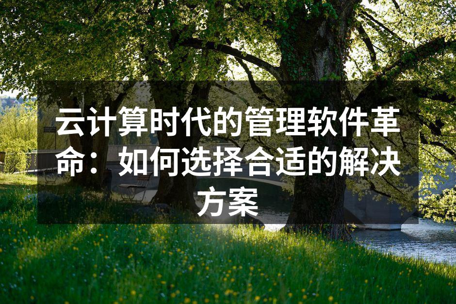 云计算时代的管理软件革命:如何选择合适的解决方案